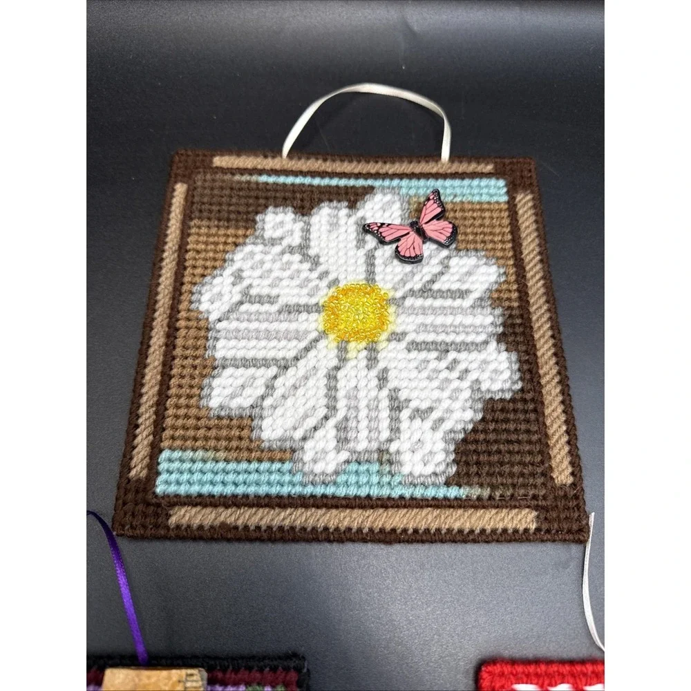 Plastic Canvas Completed Wall Decor Door Hanger Flowers Mushroom ~ 6